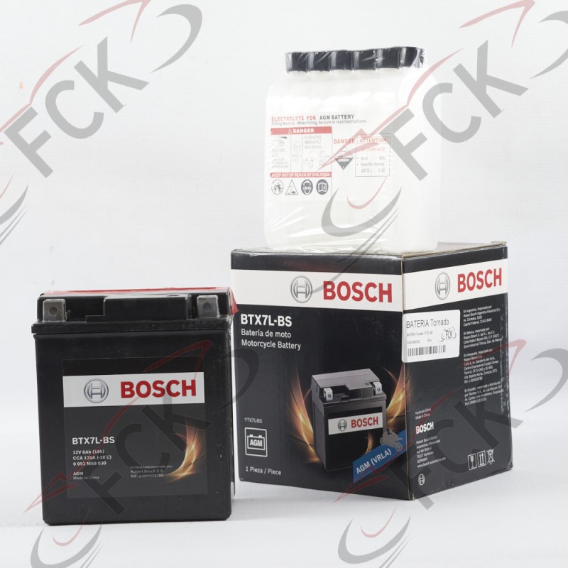BATERIA Tornado YTX7L-BS Bosch 12.7*10.7*6.8 MI